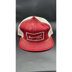 Vintage SUPERSWEET FEEDS Red White Trucker Hat K Brand Snapback Farm Cap